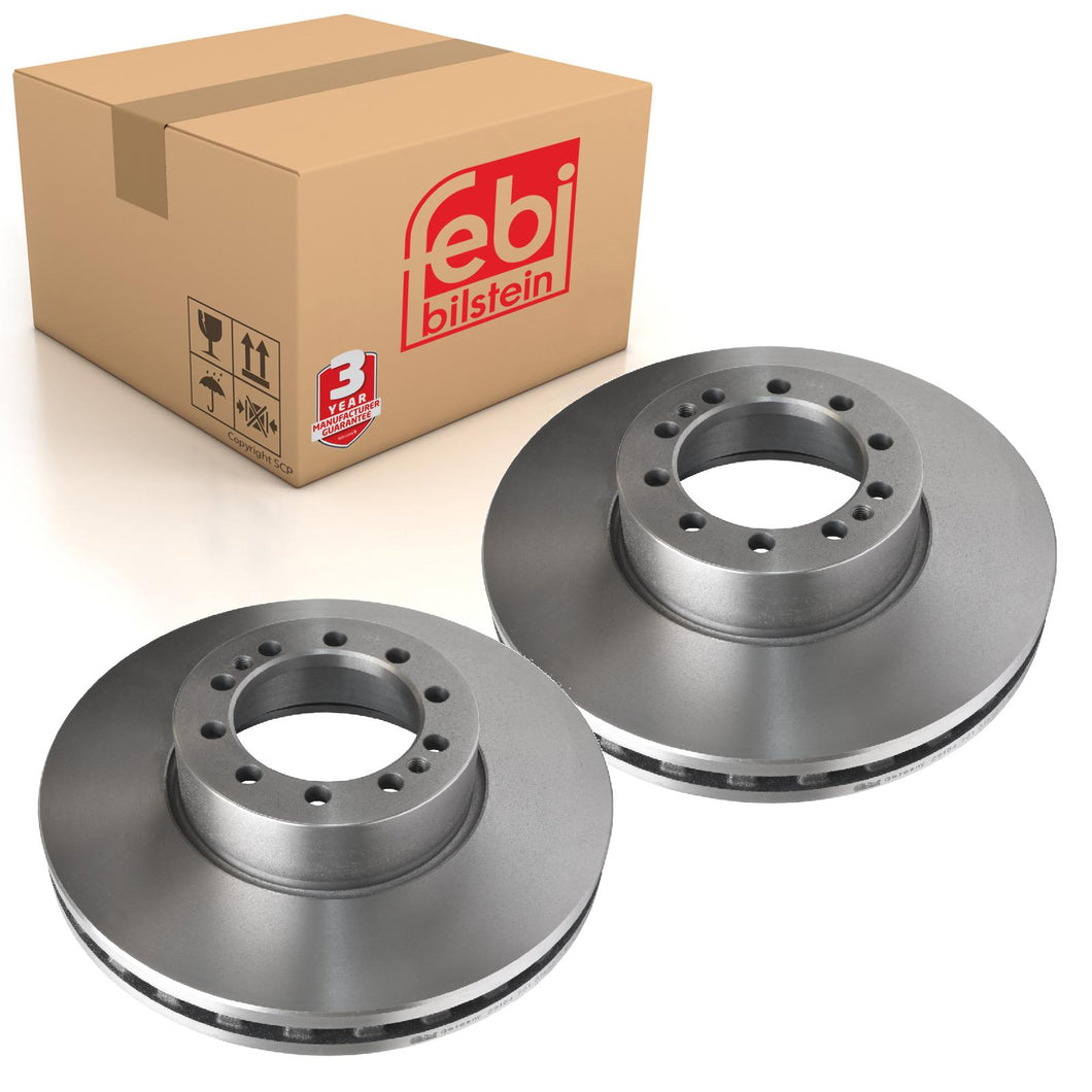 Pair of Front Brake Disc No Abs Sensor Ring Fits DAF LF 55 MEX NA E6L Febi 29154
