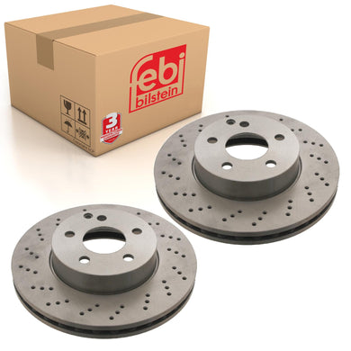 Pair of Front Brake Disc Fits Mercedes Benz C-Class Model 204 Febi 30552