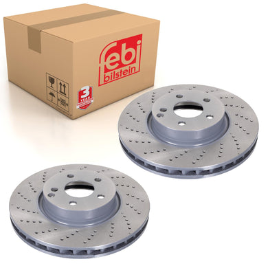 Pair of Front Brake Disc Fits Mercedes Benz C-Class Model 204 E-Class Febi 30553