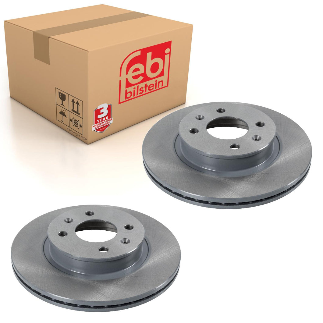 Pair of Front Brake Disc Fits Hyundai Click Getz OE 517121C050 Febi 31315