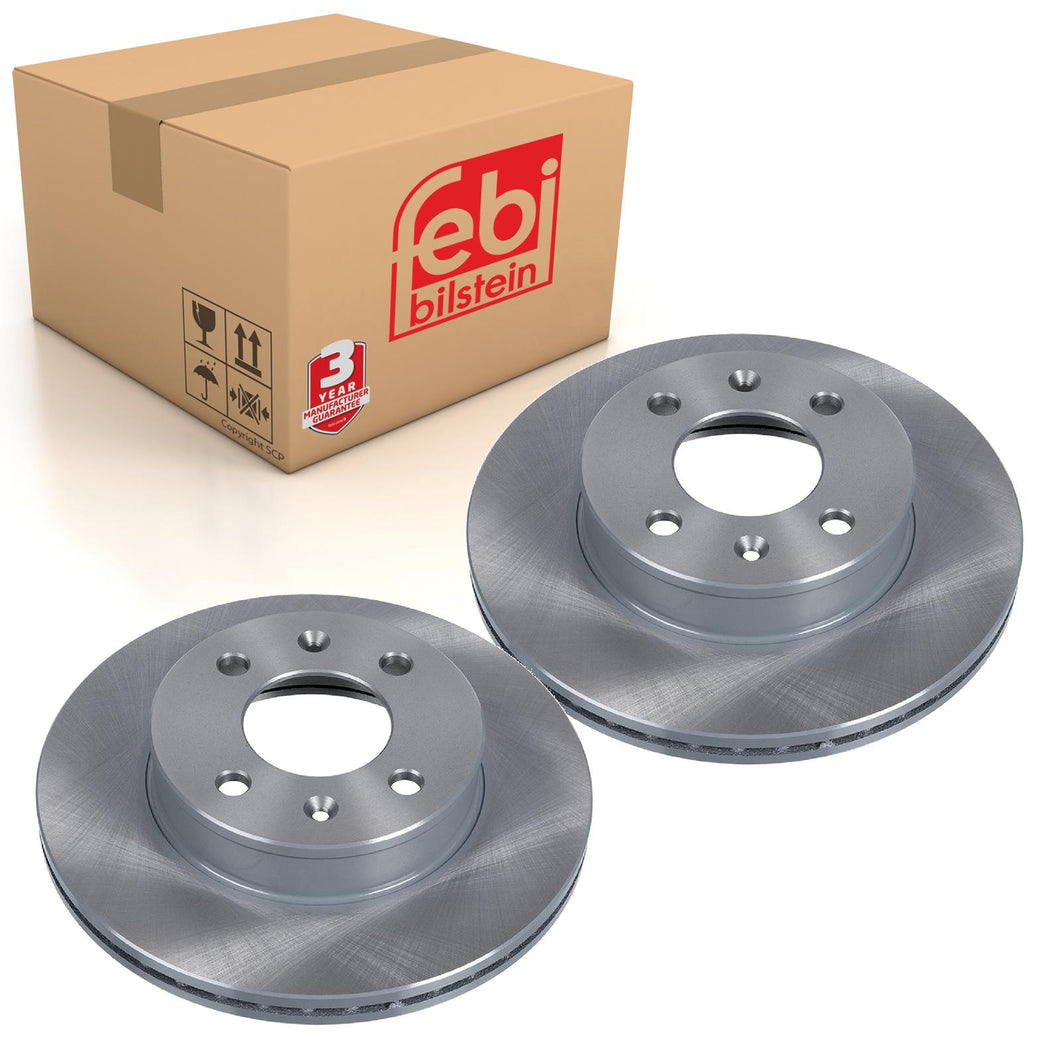 Pair of Front Brake Disc Fits Hyundai Accent Excel OE 5171225060 Febi 31767