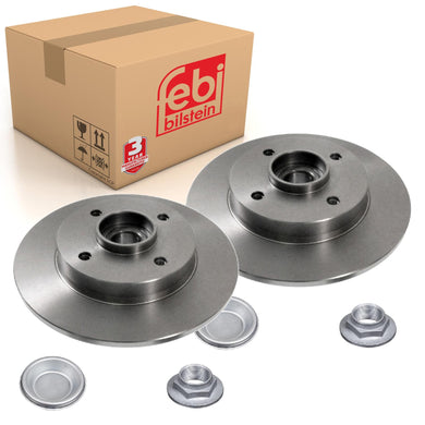 Pair of Rear Brake Disc Inc Wheel Bearing Abs Sensor Ring Axle Nut & Febi 32782