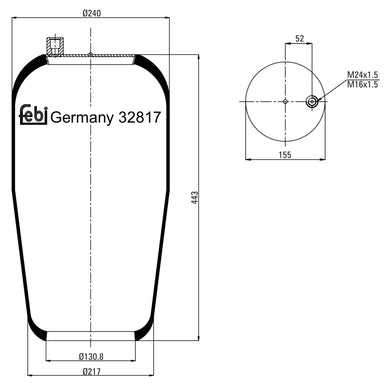 Rear Air Spring No Piston Fits Mercedes Benz Actros Atego 18t Axor Ec Febi 32817