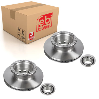 Pair of Brake Disc Inc Abs Sensor Ring Fits IVECO Domino EuroRider My Febi 35339