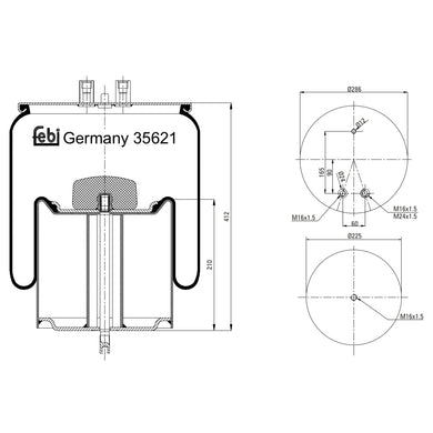 Rear Air Spring Inc Steel Piston Fits Renault AE MAGNUM KERAX E-TECH Febi 35621