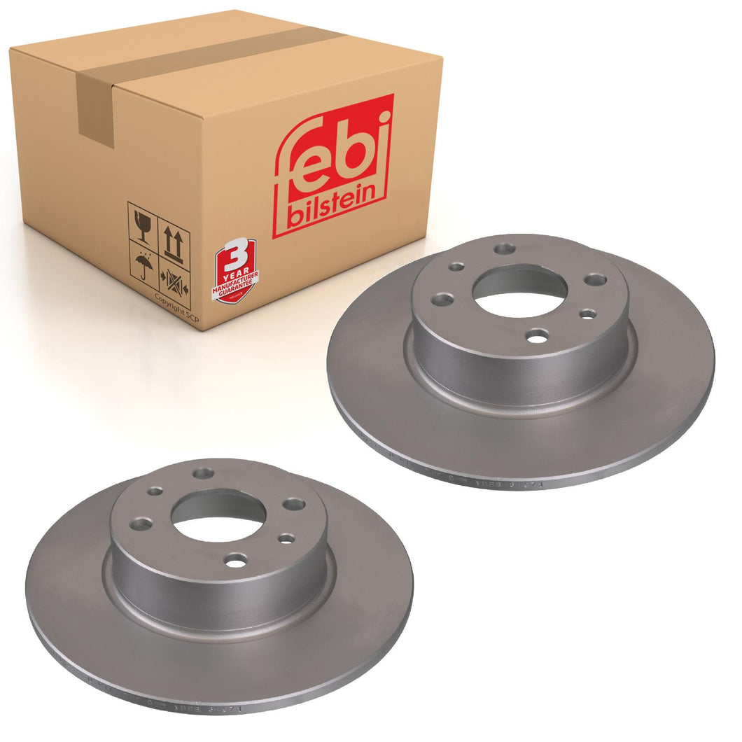 Pair of Rear Brake Disc Fits Alfa Romeo Lancia Delta FIAT Bravo Van L Febi 36830