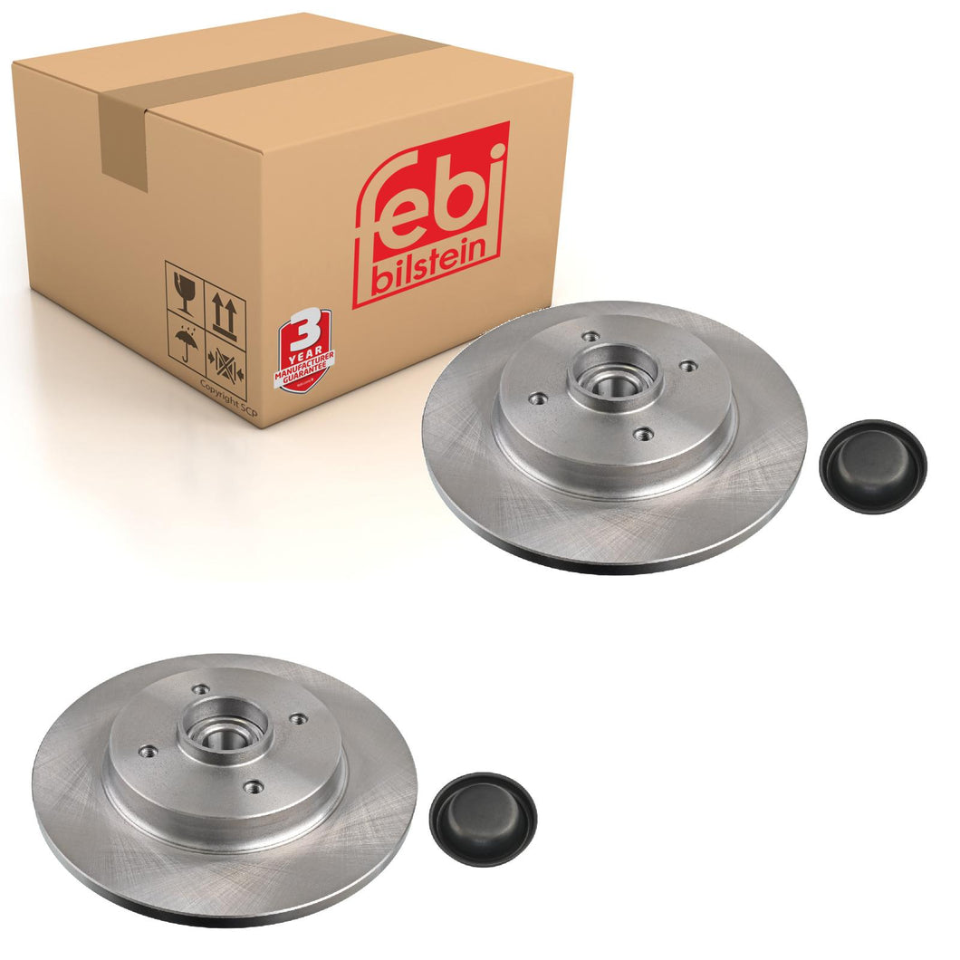 Pair of Rear Brake Disc Inc Wheel Bearing Abs Sensor Ring Axle Nut & Febi 37680