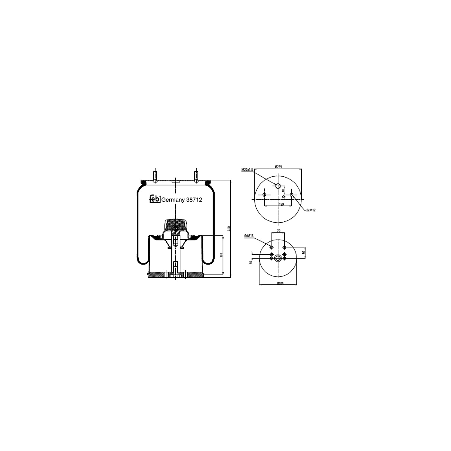 Air Spring Inc Securing Bolts Fits Bergische Achsen OE 542943200 