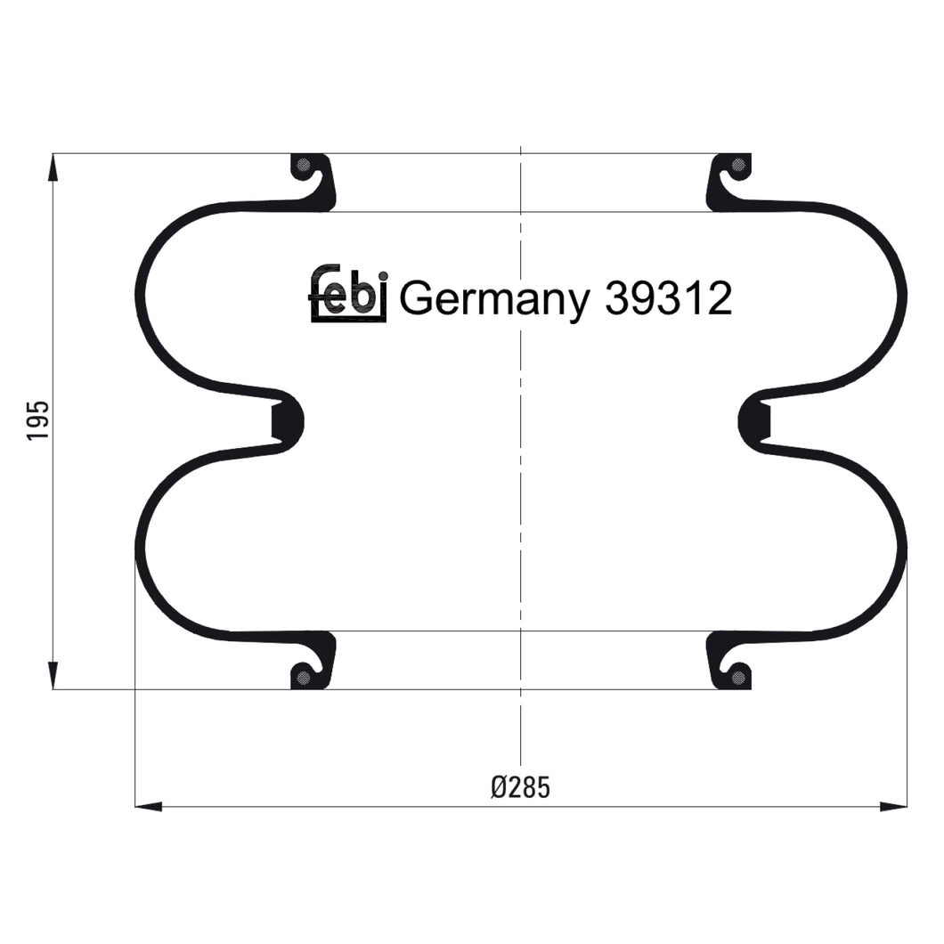 Air Spring Fits Neoplan bitte Abmessungen beachten/please pay attenti Febi 39312