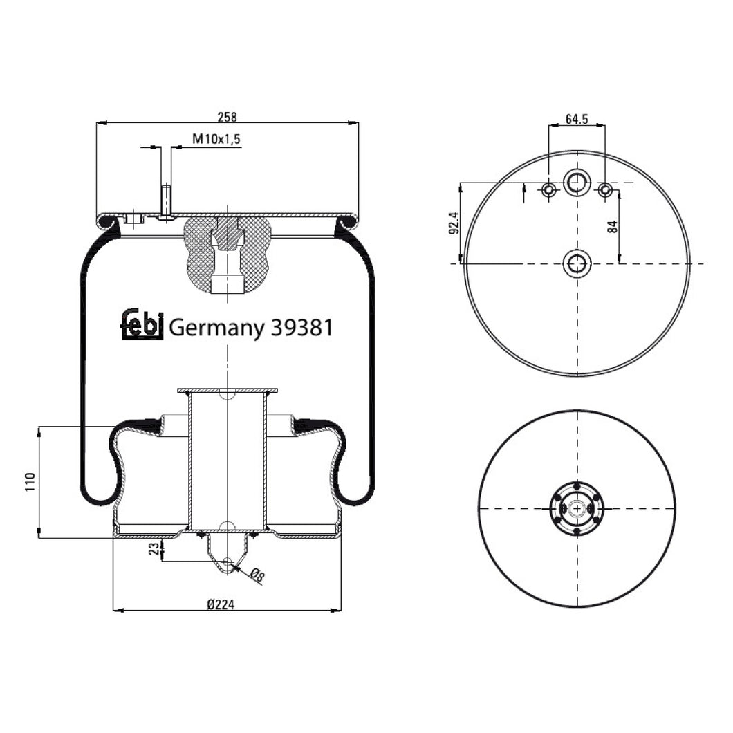 Air Spring Inc Steel Piston Fits Volvo B12 B M R B13 R7300 7500 8500 Febi 39381