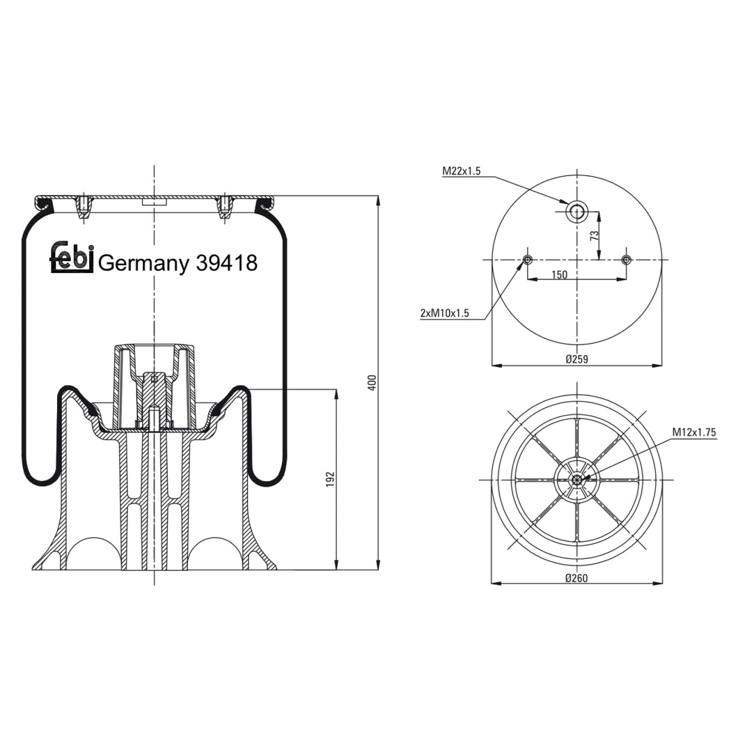 Air Spring Inc Plastic Piston Fits Schmitz Cargobull OE 750999 Febi 39418
