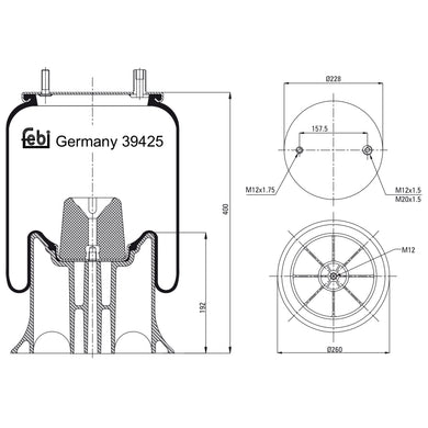 Air Spring Inc Plastic Piston Fits Fruehauf Crane OE M001774 Febi 39425
