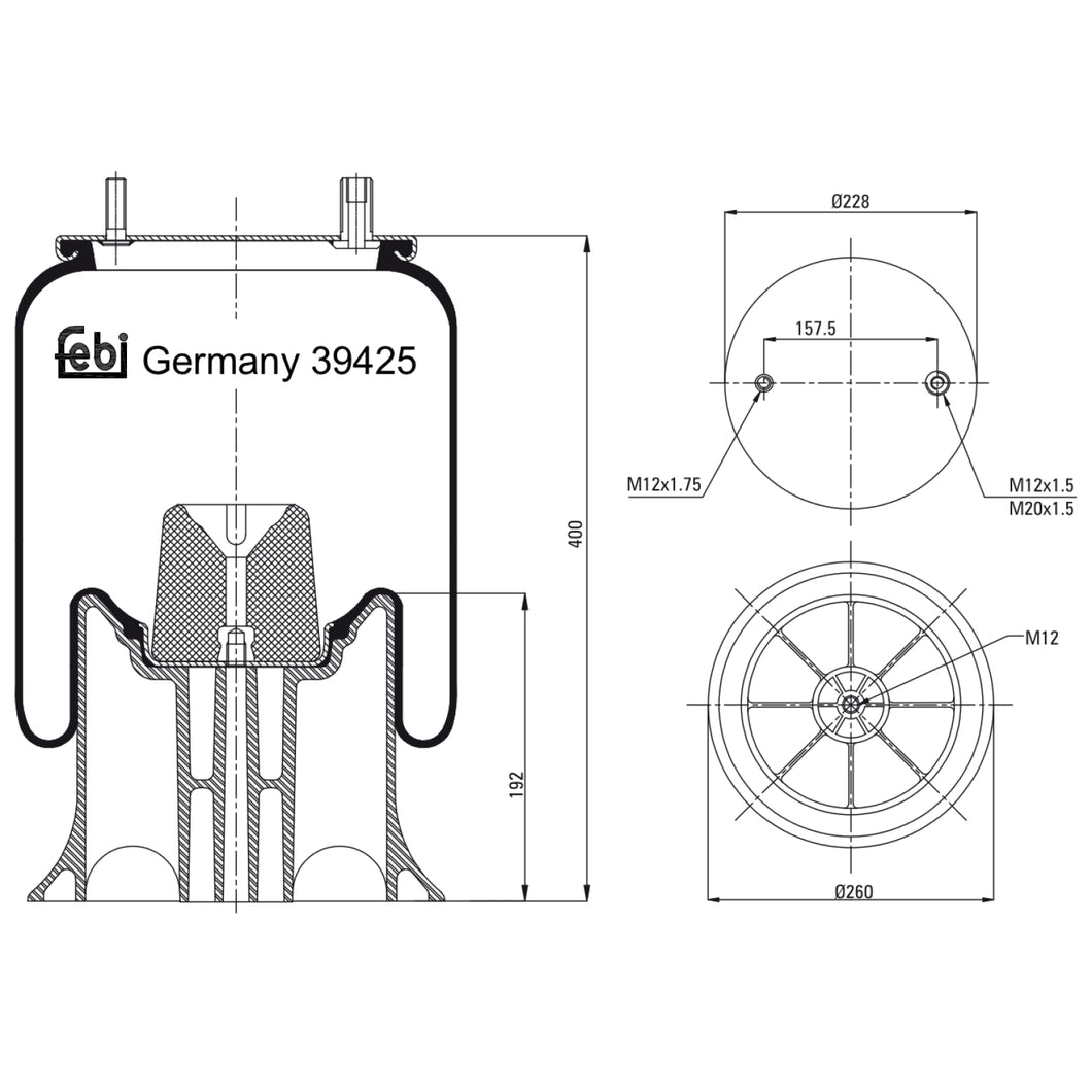 Air Spring Inc Plastic Piston Fits Fruehauf Crane OE M001774 Febi 39425