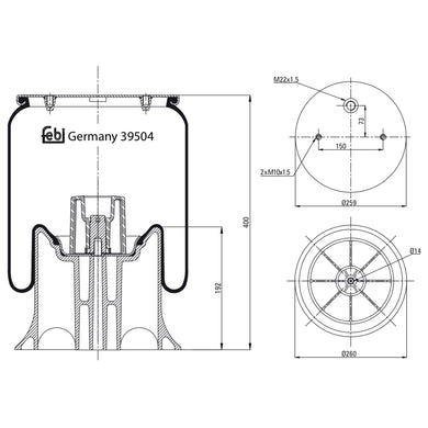 Air Spring Inc Plastic Piston Fits Schmitz Cargobull OE 751065 Febi 39504