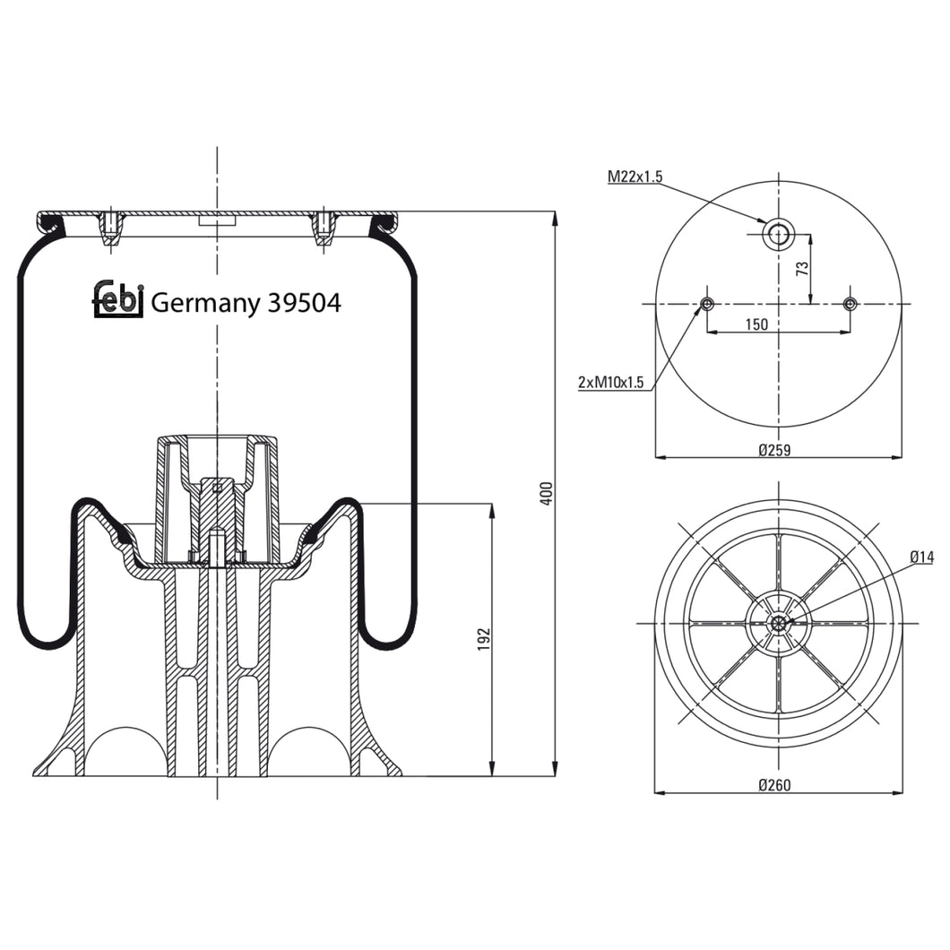 Air Spring Inc Plastic Piston Fits Schmitz Cargobull OE 751065 Febi 39504