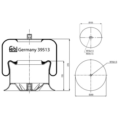 Front Air Spring Inc Steel Piston Fits Mercedes Benz Actros Atego 18t Febi 39513