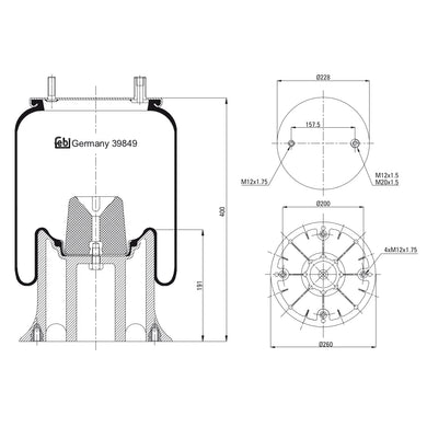 Air Spring Inc Plastic Piston Fits Fruehauf Crane ROR OE 21215891 Febi 39849