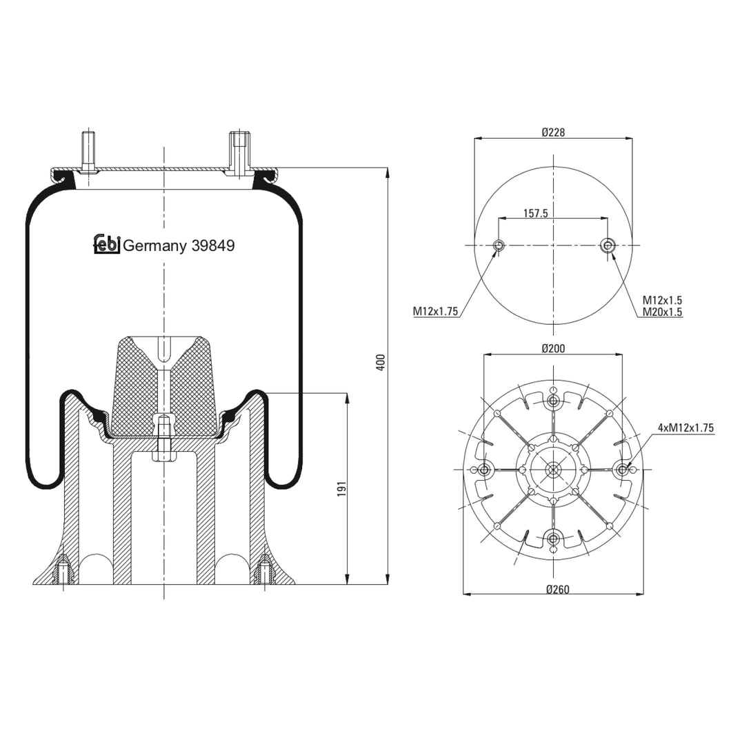 Air Spring Inc Plastic Piston Fits Fruehauf Crane ROR OE 21215891 Febi 39849