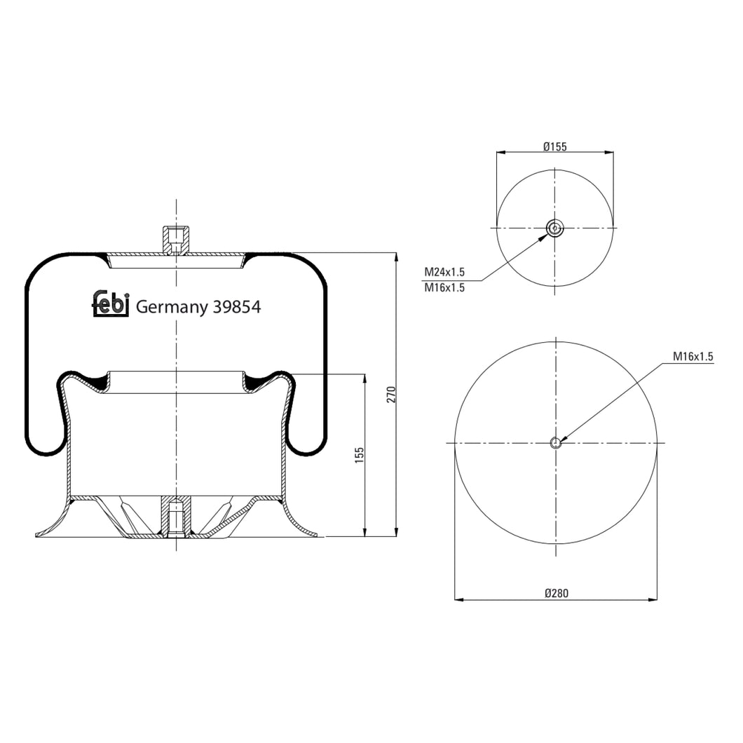 Air Spring Inc Steel Piston Fits Mercedes Benz Actros Atego 18t Axor Febi 39854