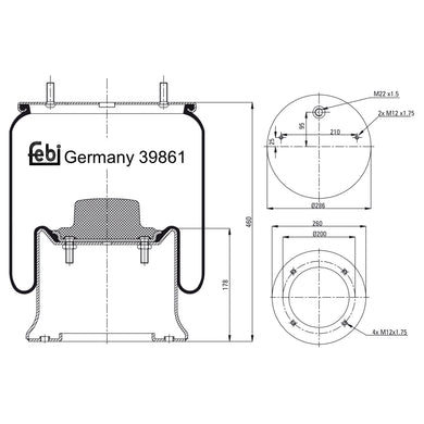 Air Spring Inc Steel Piston Fits Schmitz Cargobull OE 15323 Febi 39861