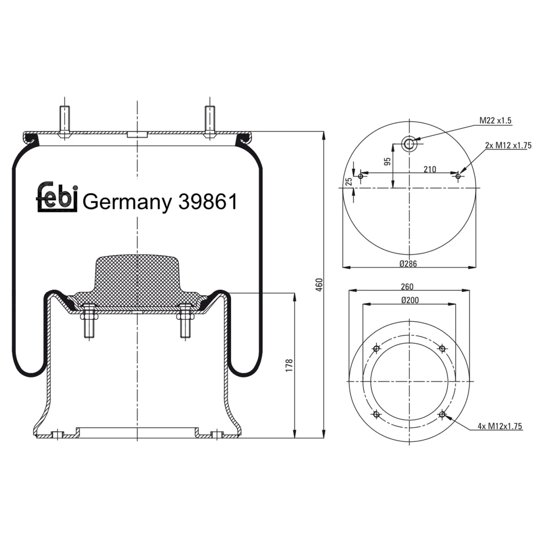 Air Spring Inc Steel Piston Fits Schmitz Cargobull OE 15323 Febi 39861