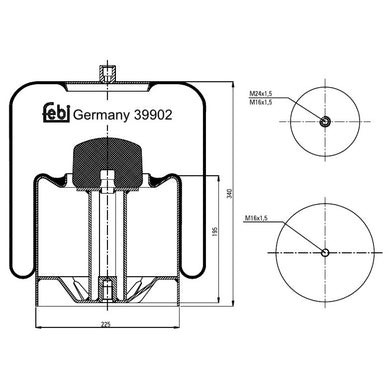 Rear Air Spring Inc Steel Piston Fits Mercedes Benz Actros Atego 18t Febi 39902