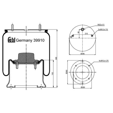Air Spring Inc Steel Piston Fits Sauer Achsen OE 3229002700 Febi 39910