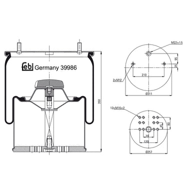 Air Spring Inc Steel Piston Fits Bergische Achsen OE 542941690 Febi 39986