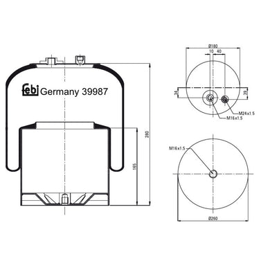 Rear Air Spring Inc Steel Piston Fits Mercedes Benz Actros Atego 18t Febi 39987