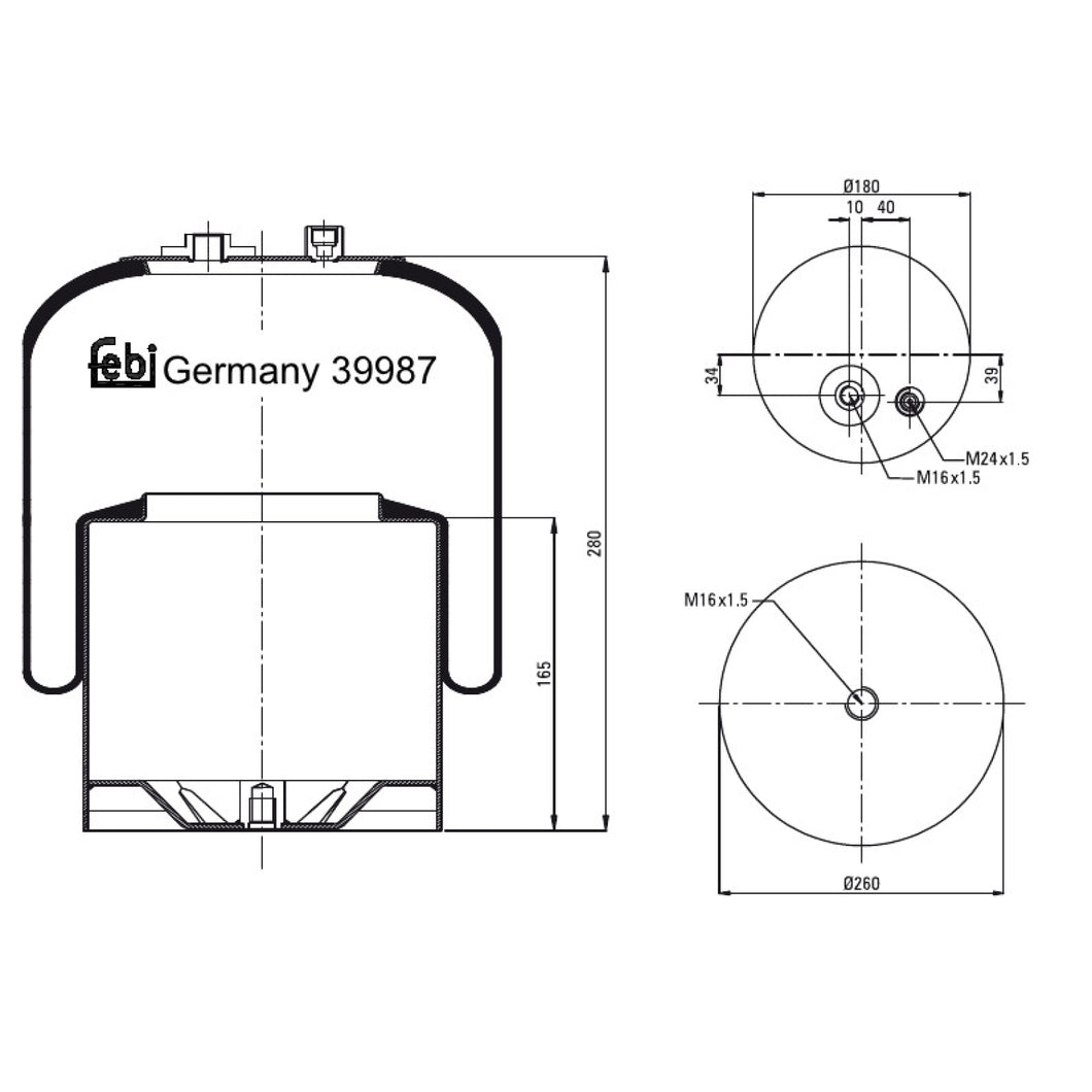 Rear Air Spring Inc Steel Piston Fits Mercedes Benz Actros Atego 18t Febi 39987