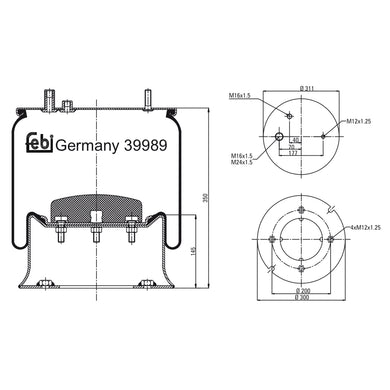 Rear Air Spring Inc Steel Piston Fits Renault AE MAGNUMMagnum Febi 39989