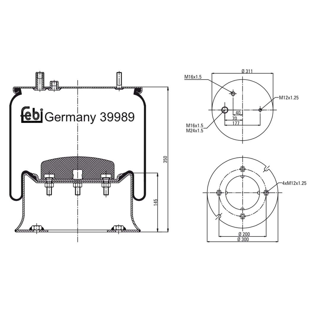 Rear Air Spring Inc Steel Piston Fits Renault AE MAGNUMMagnum Febi 39989