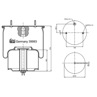 Front Air Spring Inc Steel Piston Fits Volvo FH12 G1FH 12 340 FH 380 Febi 39993