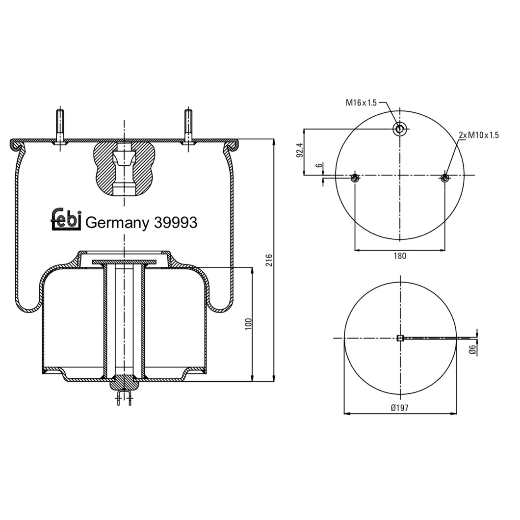 Front Air Spring Inc Steel Piston Fits Volvo FH12 G1FH 12 340 FH 380 Febi 39993
