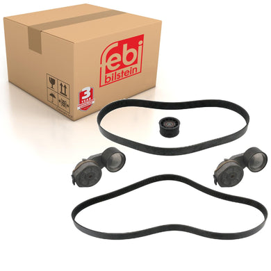 Auxiliary Belt Kit Inc Belt Tensioner & Guide Pulley Fits Renault KER Febi 40184