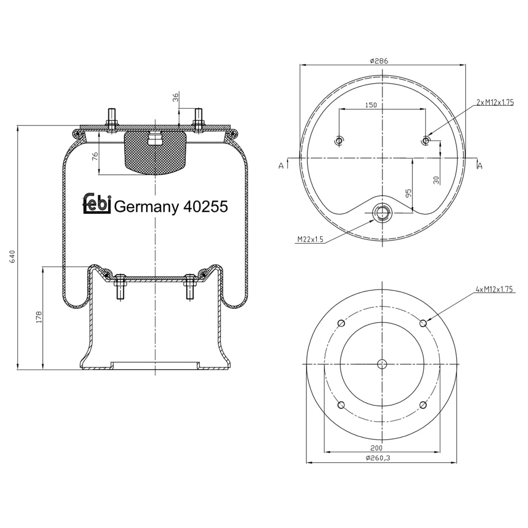 Air Spring Inc Steel Piston Fits Schmitz Cargobull OE 17685 Febi 40255