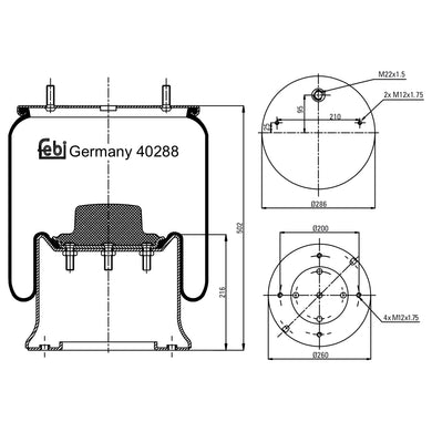 Air Spring Inc Steel Piston Fits Sauer Achsen OE 3229003000 Febi 40288