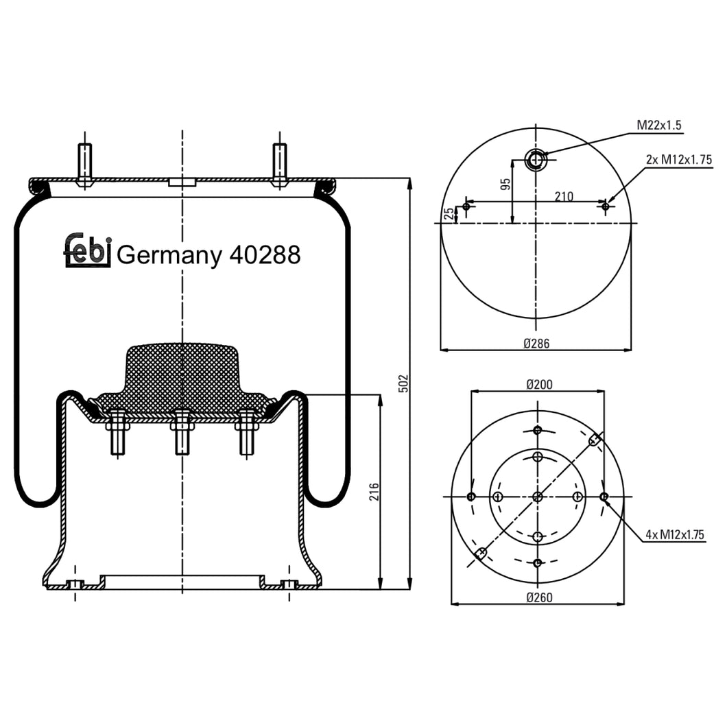 Air Spring Inc Steel Piston Fits Sauer Achsen OE 3229003000 Febi 40288