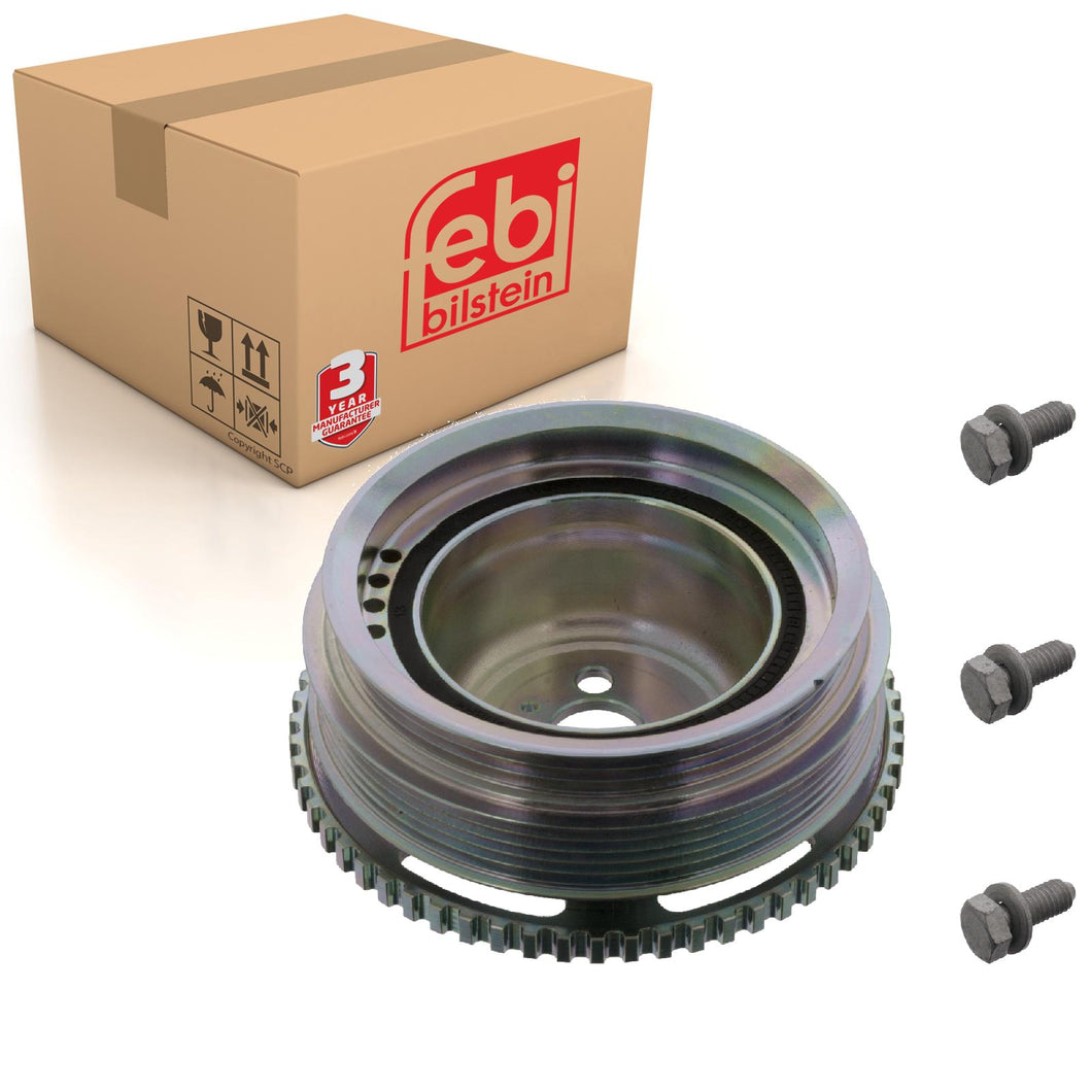 Decoupled Crankshaft Pulley Inc Sensor Ring & Bolt Fits Vauxhall Comb Febi 40315