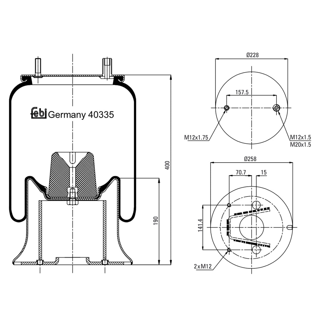 Air Spring Inc Steel Piston Fits Fruehauf Crane OE UJB0203001 Febi 40335