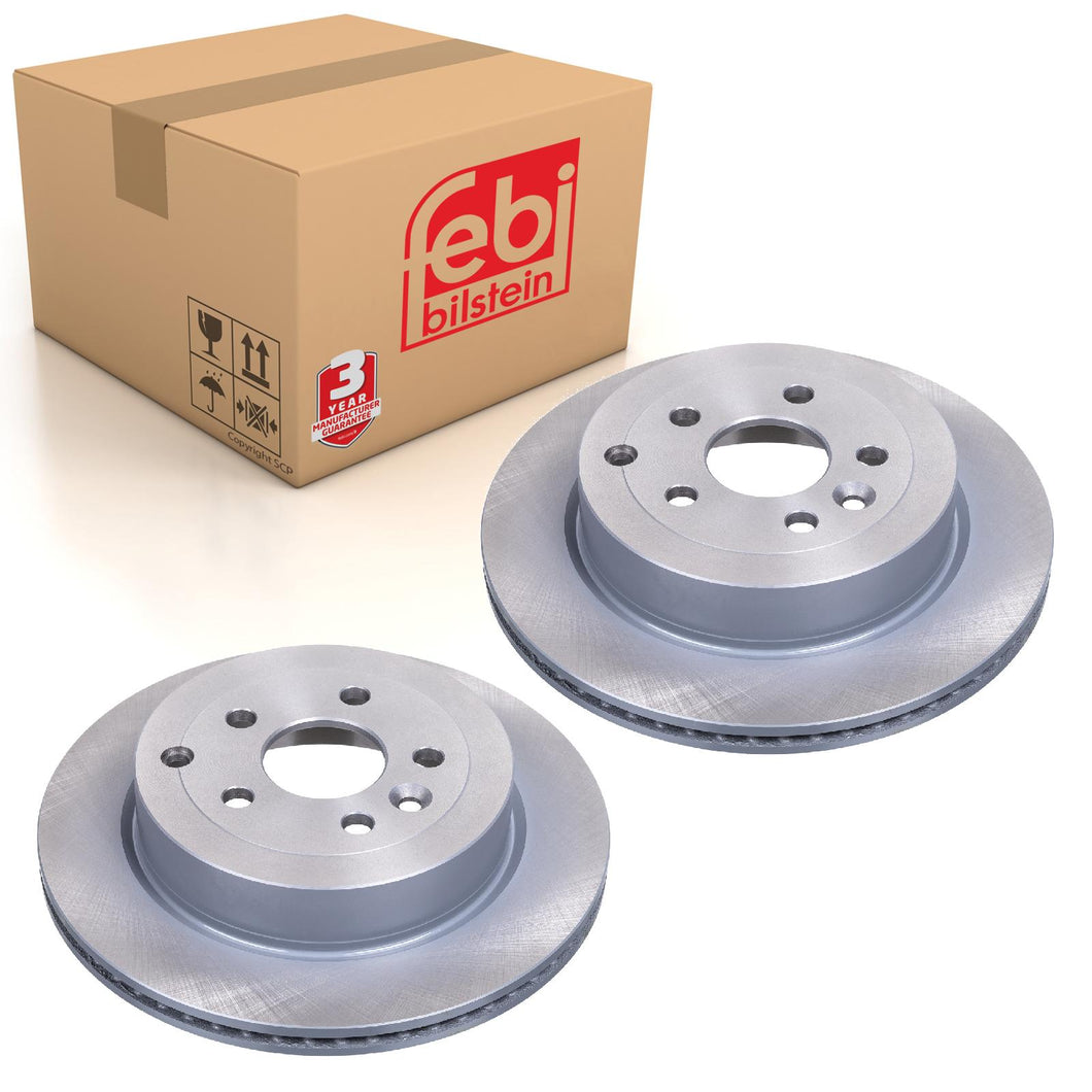 Pair of Rear Brake Disc Fits Land Rover Freelander II OE LR001019 Febi 43821