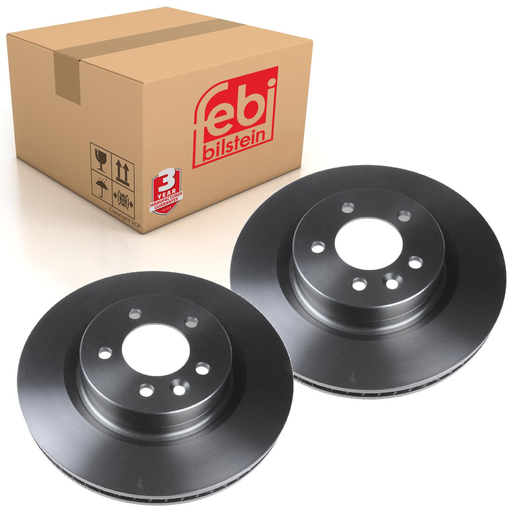 Pair of Front Brake Disc Fits Land Rover Discovery Range III Febi 43848