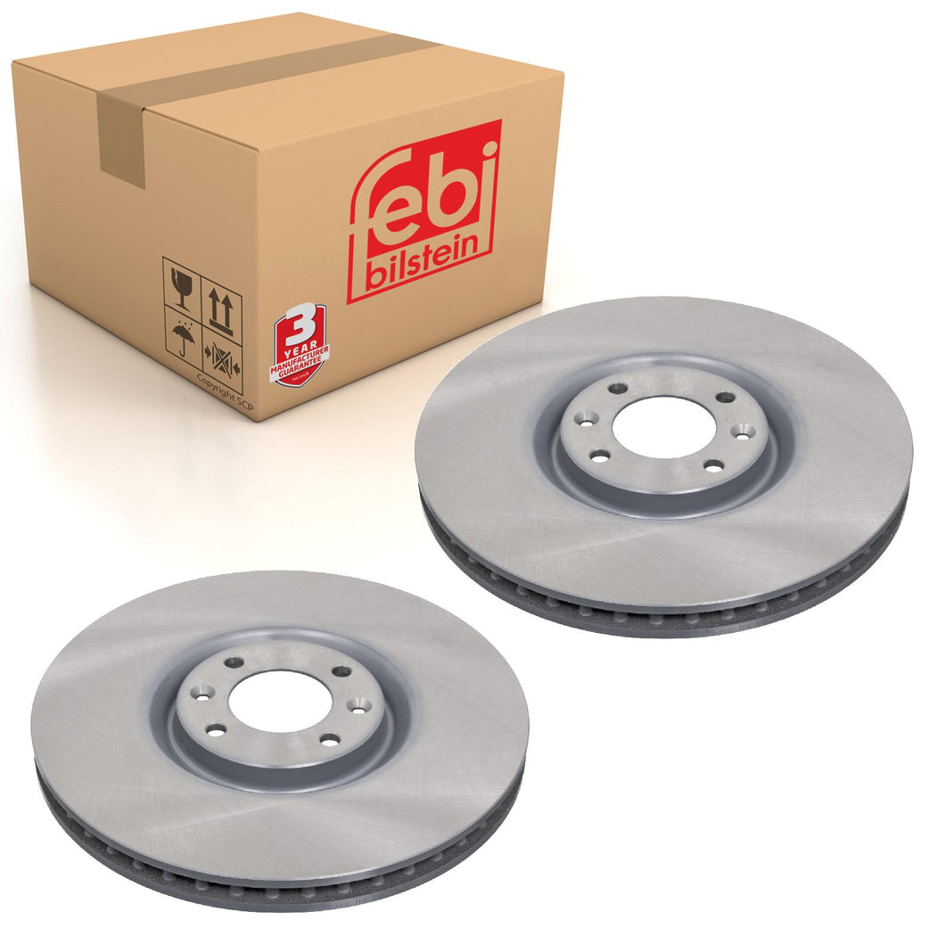 Pair of Front Brake Disc Fits Peugeot 308 DS DS4 Crossback OE 4249F6 Febi 43916