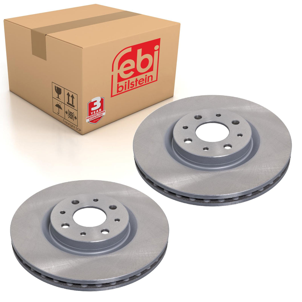 Pair of Front Brake Disc Fits Chrysler Delta FIAT Bravo Van Stilo Mul Febi 43960