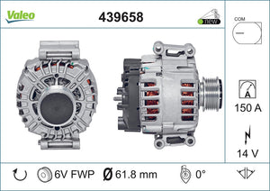 Alternator Fits Audi A4 A5 Q5 S4 S5 TT Audi A4 OE 6E903016S Valeo 439658