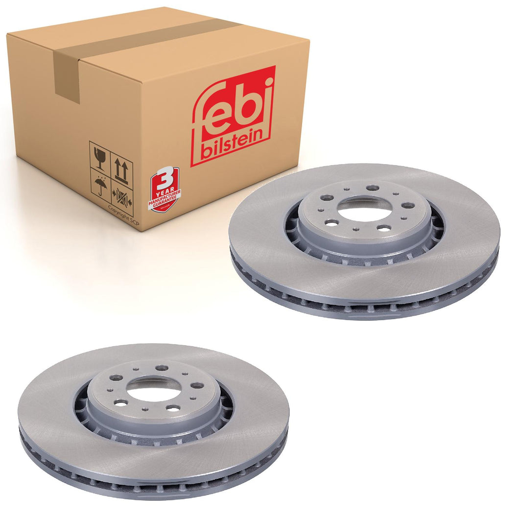 Pair of Front Brake Disc Fits Volvo XC90 OE 30657301 Febi 43965