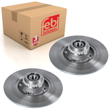 Pair of Rear Brake Disc Inc Wheel Bearing Fits Renault OE 7701204302 Febi 43986