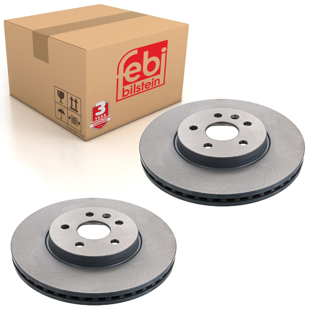 Pair of Front Brake Disc Fits Vauxhall Mokka Chevrolet GM Trax X Febi 43987