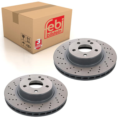 Pair of Front Brake Disc Fits Mercedes Benz SL Model 230 Febi 43989