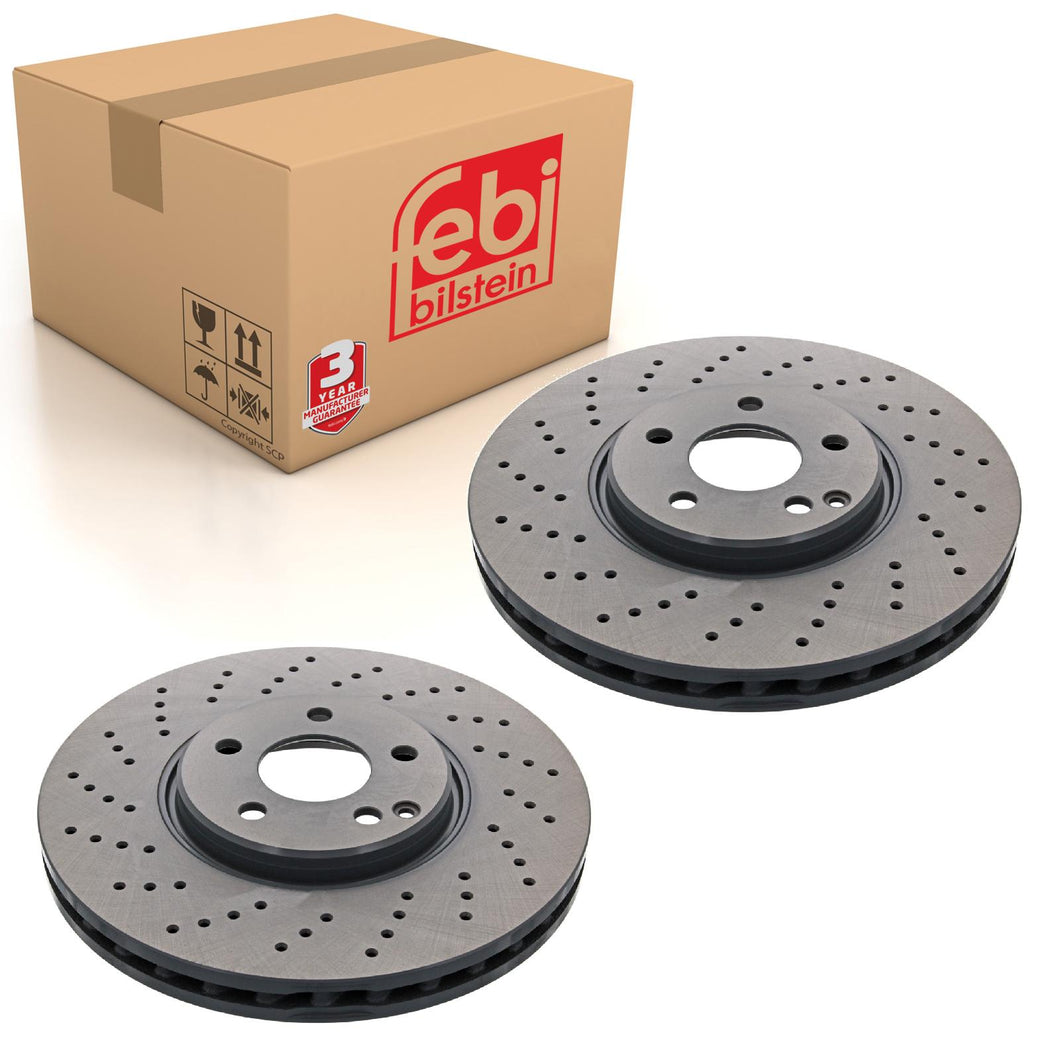 Pair of Front Brake Disc Fits Mercedes Benz E-Class Model 211 S-Class Febi 44012